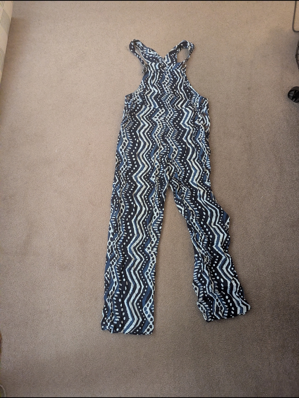 Women’s Patterned Navy, Blue & White Overalls Jumpsuit